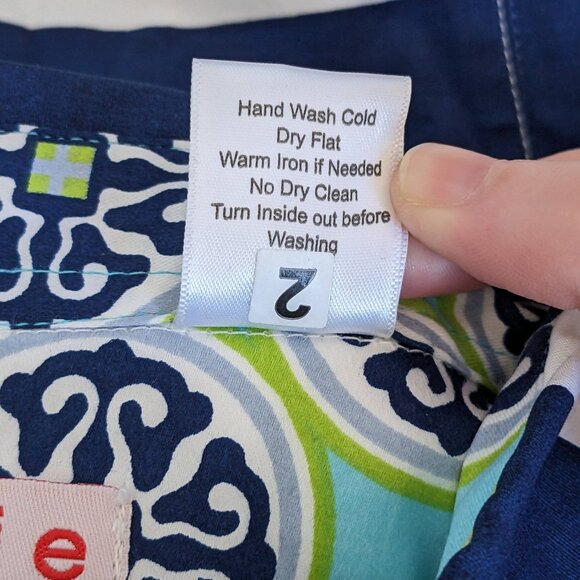 Tizzie Button Down Top Womens S Blue White Geometric Print 3/4 Sleeve Vacation - Picture 7 of 7